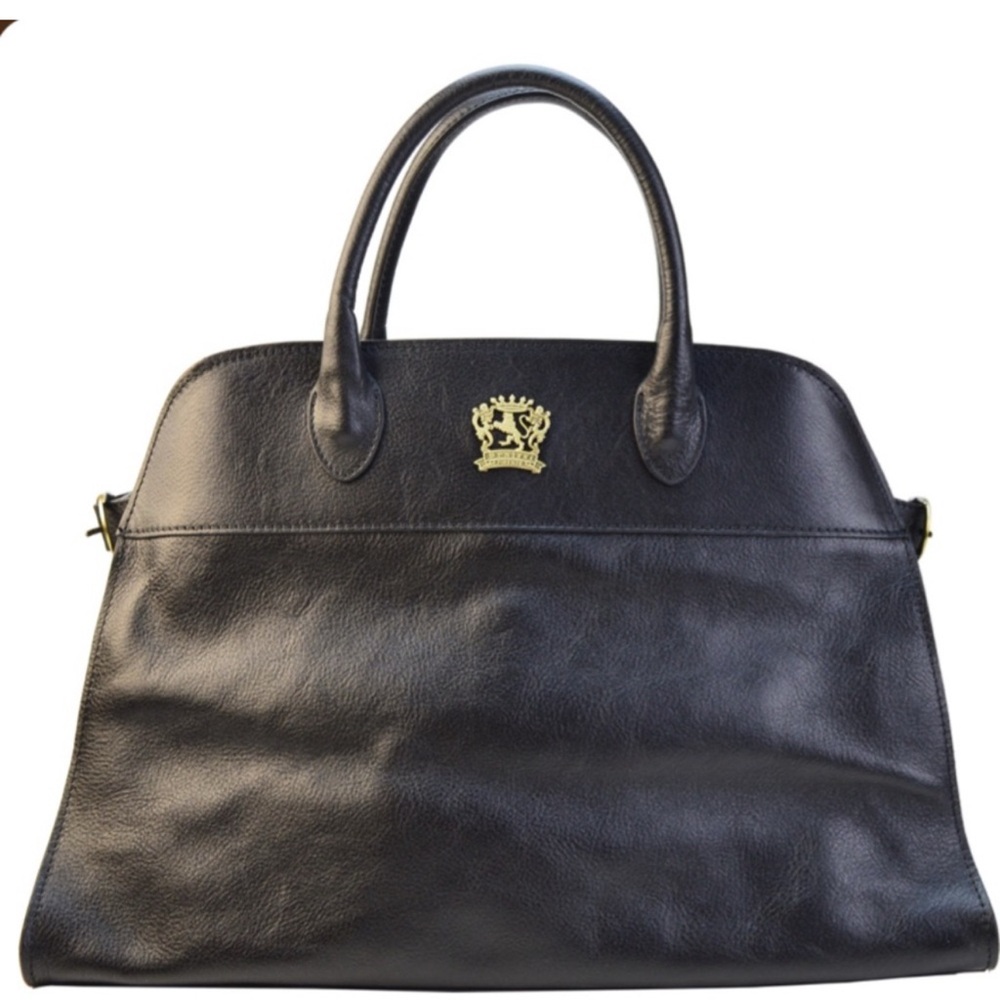 Viral Pratesi Firenze Viral Italian Black Leather Satchel Crossbody Tote.
